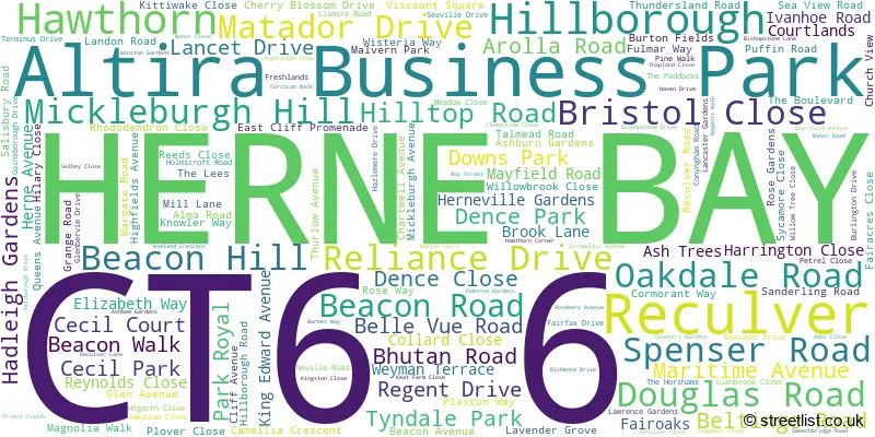 A word cloud for the CT6 6 postcode